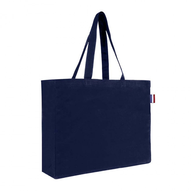 SAC PERSONNALISABLE COTON COLORE SOUFFLET 220G 'FRANCIS' - bleu marine