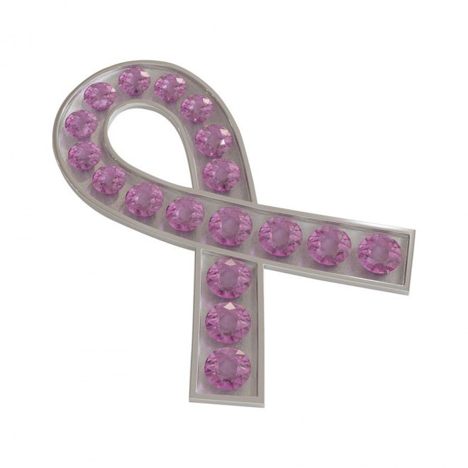 BROCHE RUBAN 'SOLIDARITE STRASS' - rose