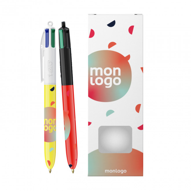 PACK 2 STYLOS 4 COULEURS BIC® PERSONNALISABLE 'STYLBOX' - Mix and Match
