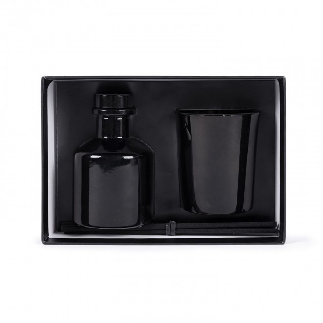 COFFRET BOUGIE ET DIFFUSEUR PERSONNALISABLE 'NONMA' - noir