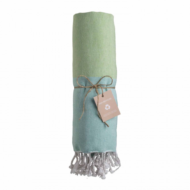PAREO/FOUTA PERSONNALISABLE 'HORTENSE 180 RECYCLE' GRANDES RAYURES - vert