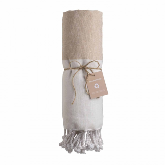 PAREO/FOUTA PERSONNALISABLE 'HORTENSE 180 RECYCLE' GRANDES RAYURES - beige