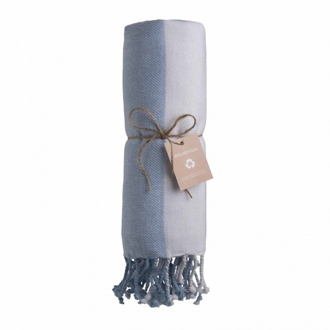 PAREO/FOUTA PERSONNALISABLE 'HORTENSE 180 RECYCLE HORIZONTAL' - bleu clair