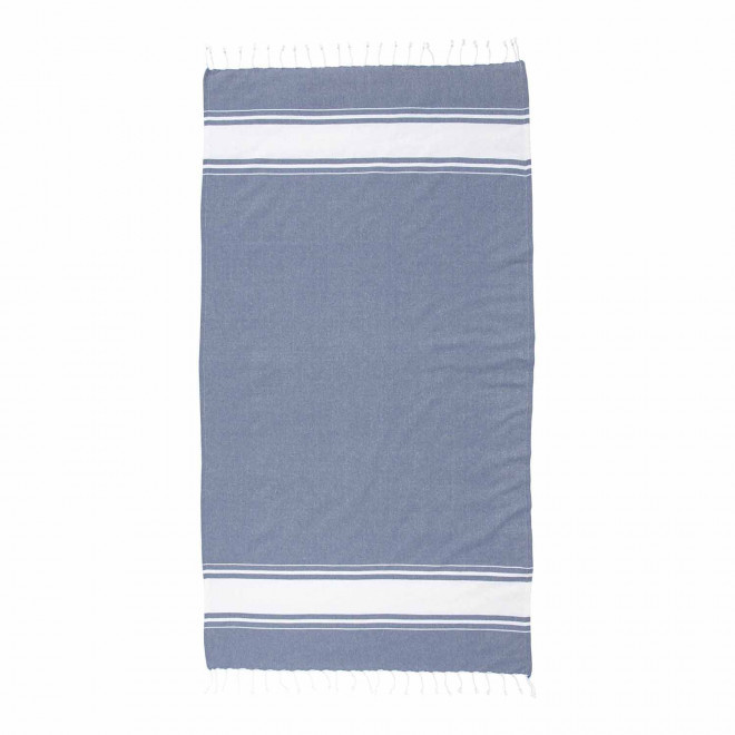 PAREO/FOUTA PERSONNALISABLE 'HORTENSE 150 RECYCLE' - bleu fonce