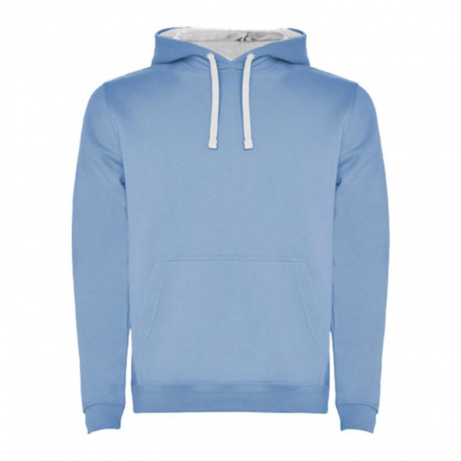 SWEAT-SHIRT A CAPUCHE PERSONNALISE MIXTE 'RAPHAEL' - bleu ciel/blanc