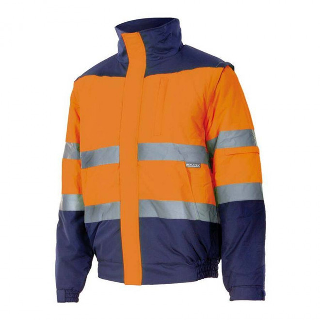 BLOUSON MATELASSE 2 EN 1 PERSONNALISABLE 'TIROUNO' - fluo orange/navy