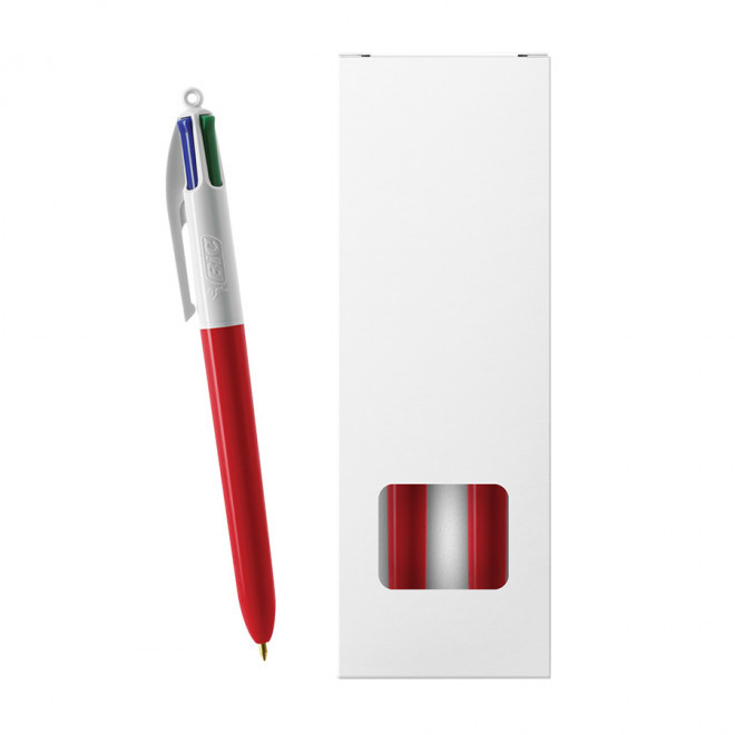 PACK 2 STYLOS 4 COULEURS BIC® PERSONNALISABLE 'STYLBOX' - rouge