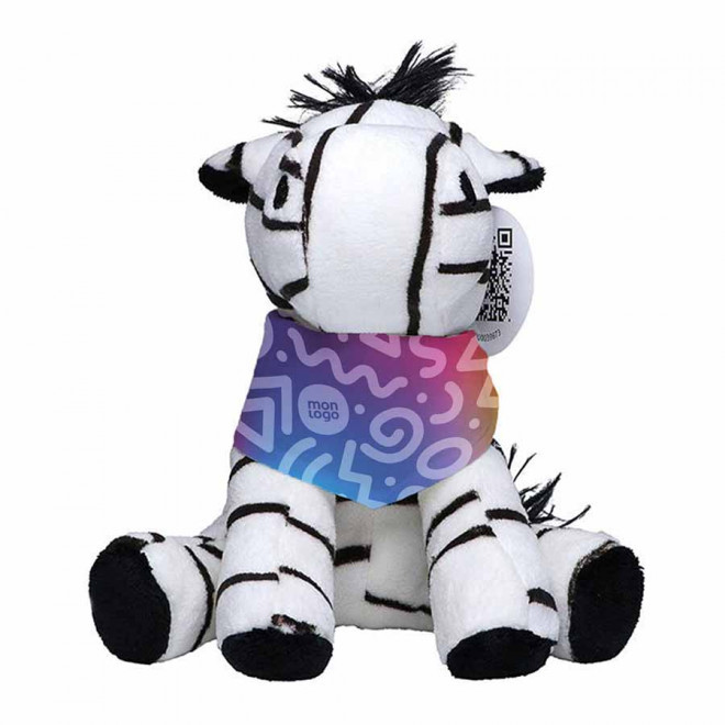 PELUCHES PERSONNALISABLES DE LA SAVANE AVEC BANDANA SUBLIMÉ  - noir/blanc