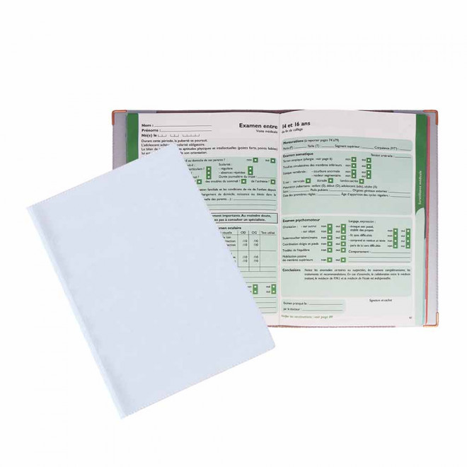 COUVERTURE PERSONNALISABLE CARNET SANTE 'ANZIO QUADRI' - blanc