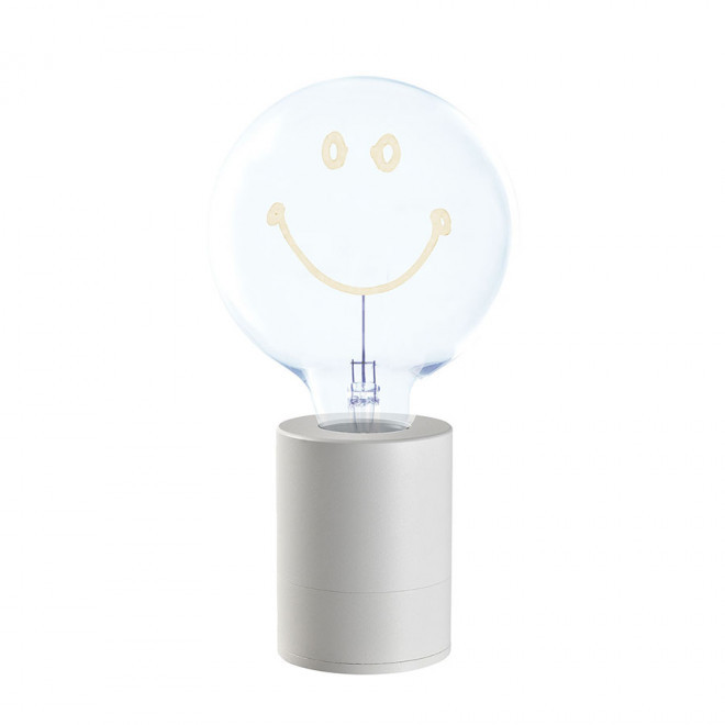 LAMPE AMPOULE PERSONNALISEE 2 LIGNES 'LAMPUN' - blanc