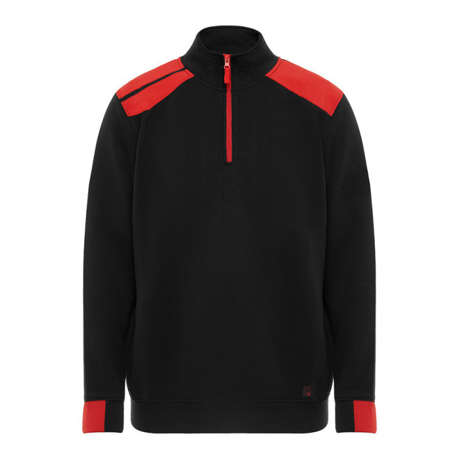 SWEAT PERSONNALISABLE COL DEMI ZIP 'MAVERICK' - noir/rouge
