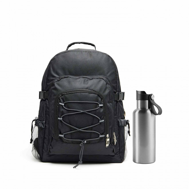 SET SAC ET BOUTEILLE ISOTHERME PERSONNALISABLE 'JANI' - gris foncé