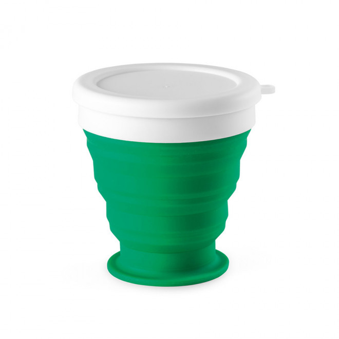 GOBELET PERSONNALISABLE DE VOYAGE PLIABLE 250 ML 'GUBI' - vert