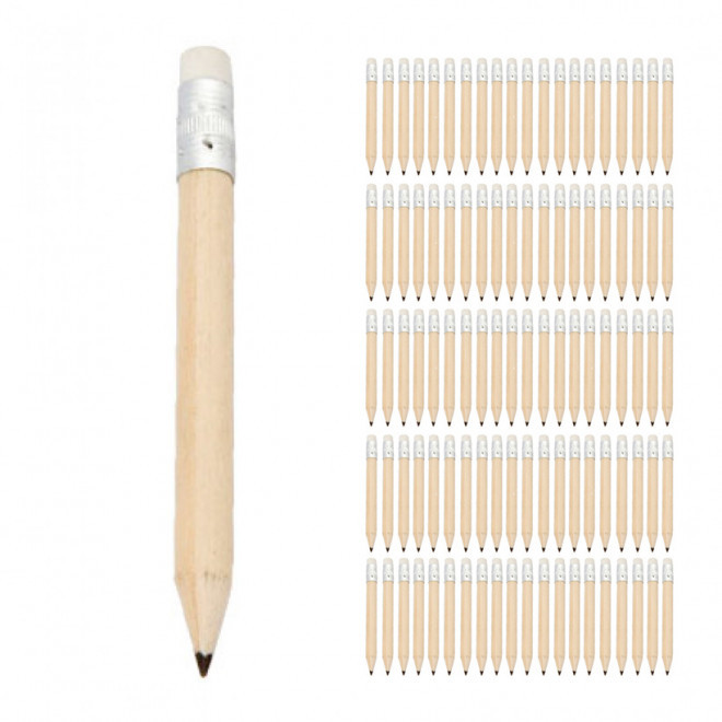 LOT DE 100 MINI CRAYONS A PAPIER PERSONNALISÉS EN BOIS 'CRAYOLITO' - bois naturel