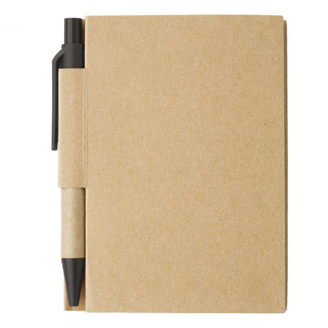 MINI CARNET AVEC STYLO RECYCLES PERSONNALISABLE 'CARTOPAD' - noir