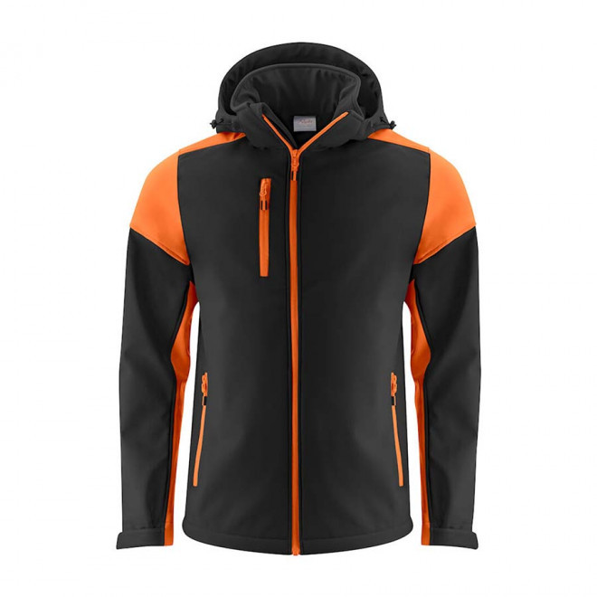 SOFTSHELL PERSONNALISABLE HOMME RPET 'PRIME SOFT' - noir/orange
