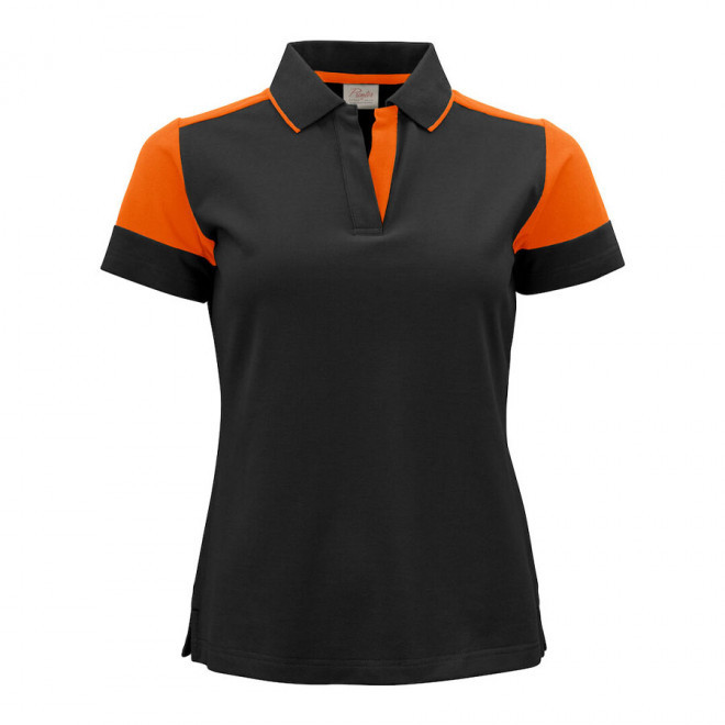 POLO PERSONNALISABLE FEMME BIO 'PRIMO' - noir/orange
