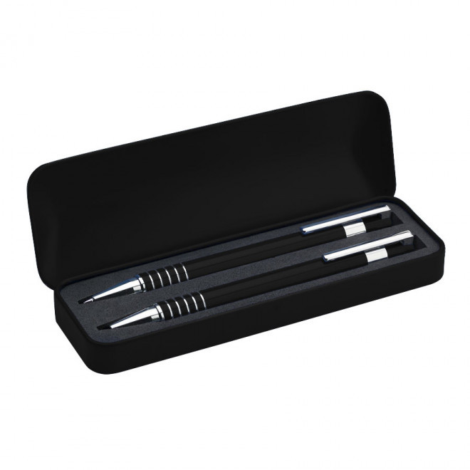 PARURE STYLO PUBLICITAIRE & PORTE-MINES GRAVÉS 'MONTEBELLO' - noir