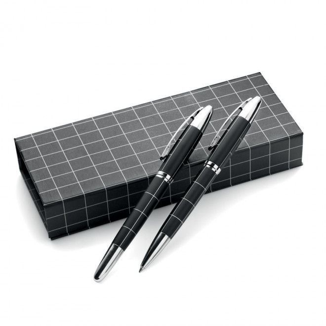 PARURE STYLO À BILLE ET ROLLER PERSONNALISÉS 'JAKARTA' - noir