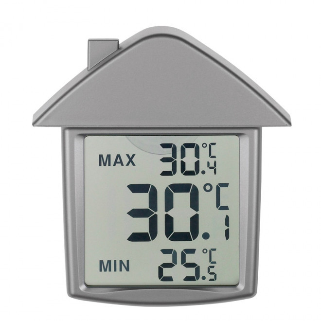 THERMOMETRE AVEC VENTOUSE REVERSIBLE 'THERMOHOUSE' - argenté