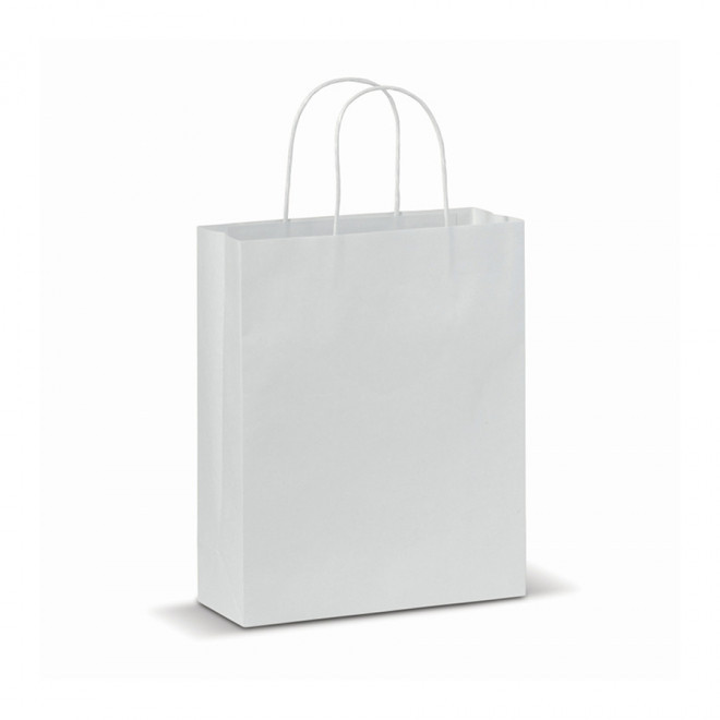 SAC PAPIER KRAFT PERSONNALISABLE ANSES TORSADEES 'MANTAZO'  - blanc