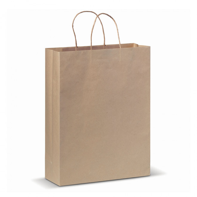 SAC PAPIER KRAFT PERSONNALISABLE ANSES TORSADEES 'MANTAZO'  - marron