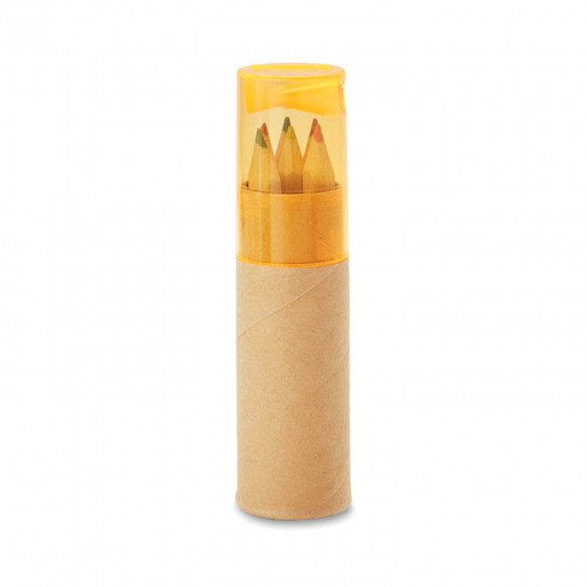 SET DE 6 CRAYONS DE COULEUR AVEC TAILLE-CRAYON PERSONNALISABLE 'ANDORRE' - orange