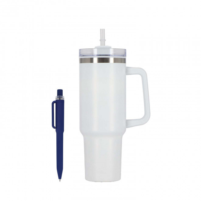 SET MUG ET STYLO PERSONNALISABLE 'STANLI' - blanc