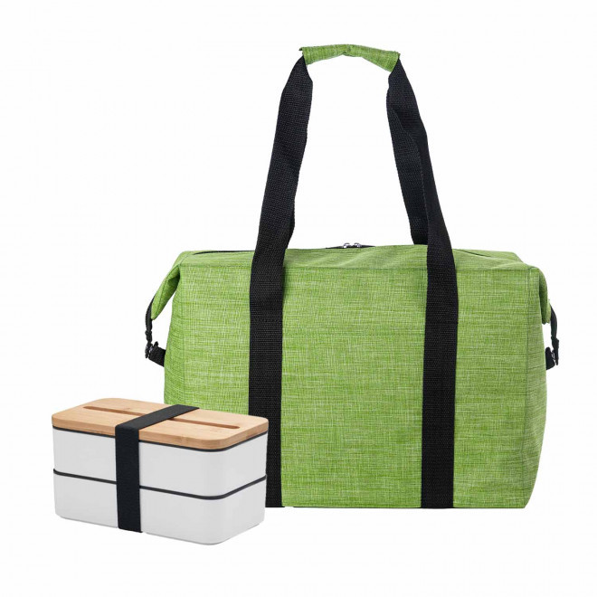 SET SAC ISOTHERME ET LUNCH BOX PERSONNALISABLE 'GOBO'  - vert/blanc