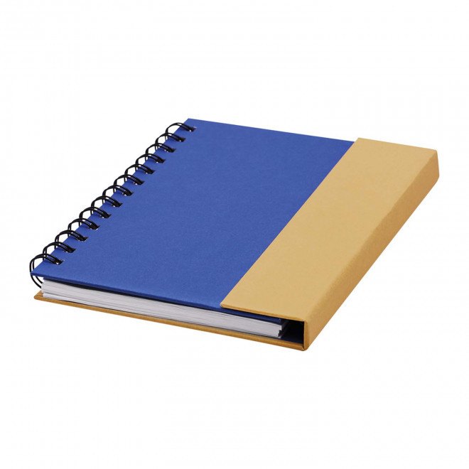 BLOC-NOTES PERSONNALISABLE À SPIRALE AVEC STYLO ET MÉMOS 'MAYSPI' - bleu
