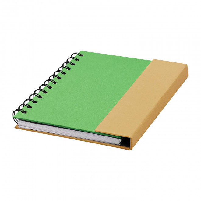 BLOC-NOTES PERSONNALISABLE À SPIRALE AVEC STYLO ET MÉMOS 'MAYSPI' - vert