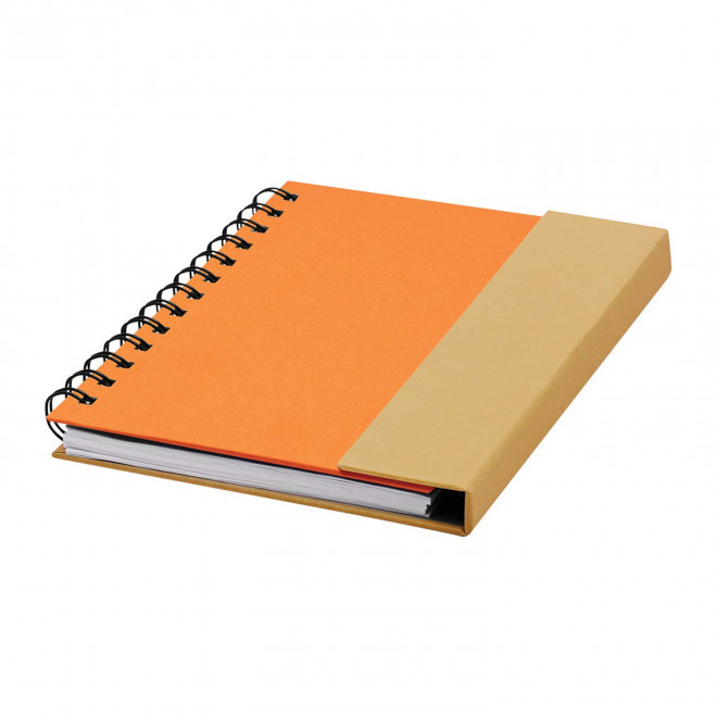 BLOC-NOTES PERSONNALISABLE À SPIRALE AVEC STYLO ET MÉMOS 'MAYSPI' - orange