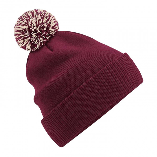 BONNET PERSONNALISABLE POMPOM BEECHFIELD® 'SNOBI' - violet/blanc