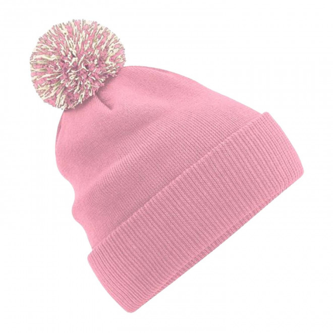 BONNET PERSONNALISABLE POMPOM BEECHFIELD® 'SNOBI' - rose/blanc