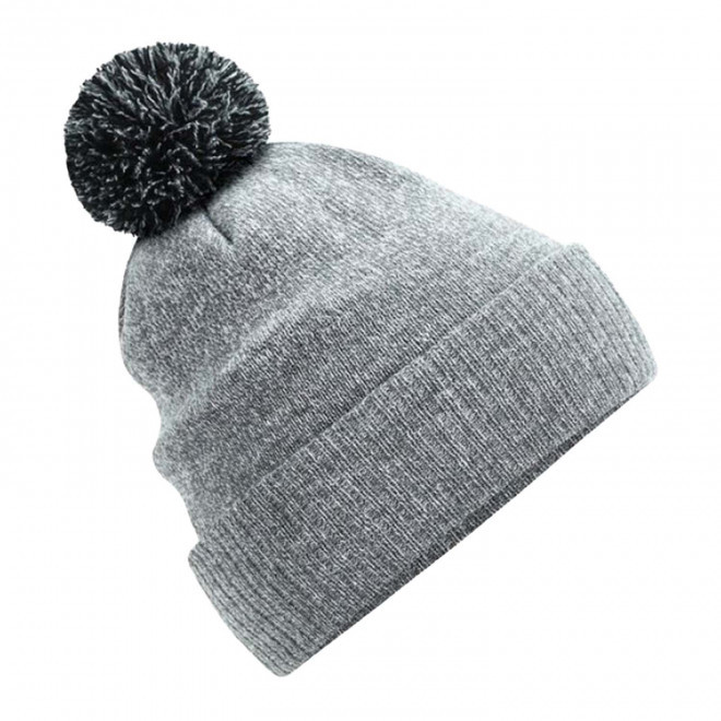 BONNET PERSONNALISABLE POMPOM BEECHFIELD® 'SNOBI' - gris chiné/noir