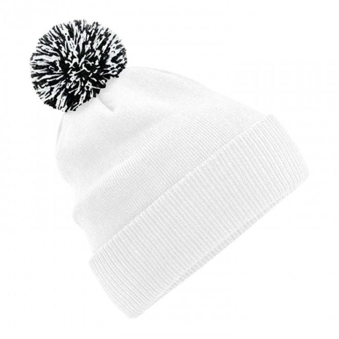 BONNET PERSONNALISABLE POMPOM BEECHFIELD® 'SNOBI' - blanc/noir