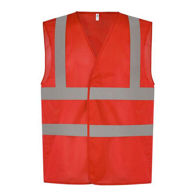 GILET DE SECURITE PERSONNALISABLE YOKO® 'ARMILLO MESH RPET' - rouge