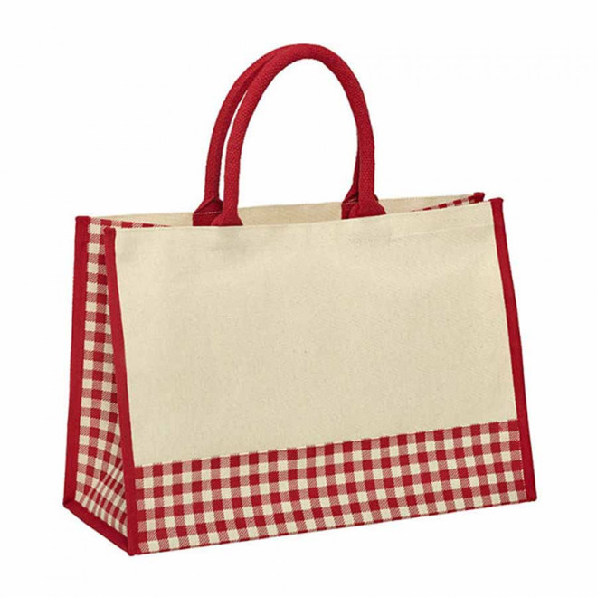 SAC COTON VICHY PERSONNALISABLE 'PERICOS'  - rouge