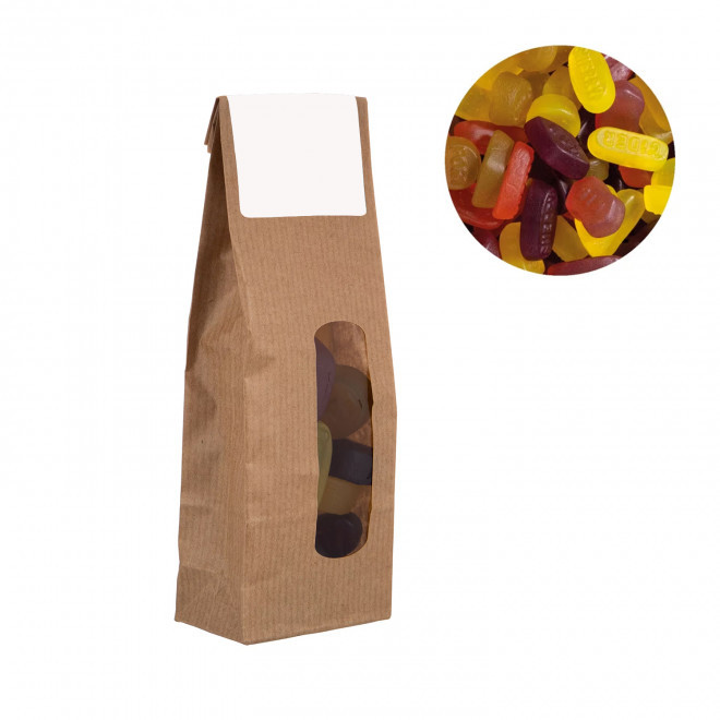 SACHET PERSONNALISABLE DE 100G DE BONBONS 'KRAFTI' - bonbons aux fruits