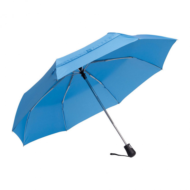 PARAPLUIE PUBLICITAIRE TEMPETE PLIABLE OUVERTURE AUTO 'THURSO' - bleu ciel