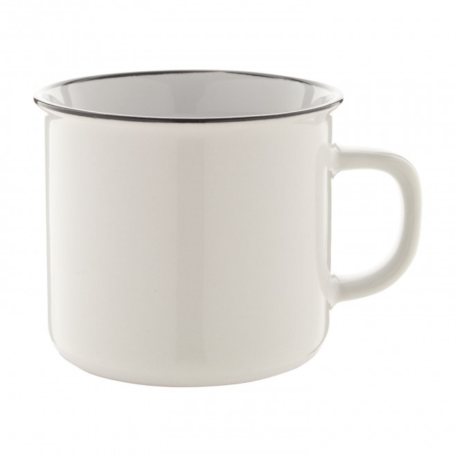 MUG PUBLICITAIRE EN CÉRAMIQUE DESIGN VINTAGE 'RONSIO' - blanc