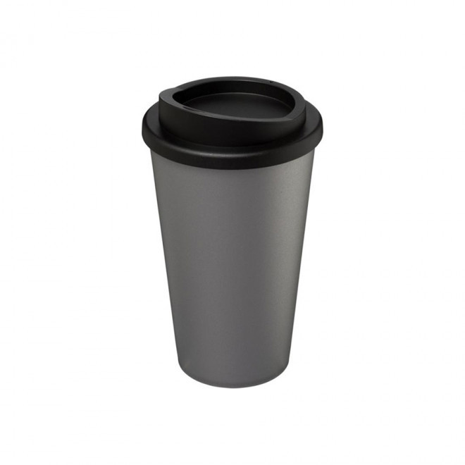 GOBELET PUBLICITAIRE ISOTHERME AMERICANO® 350 ML 'IBON' - argenté/noir