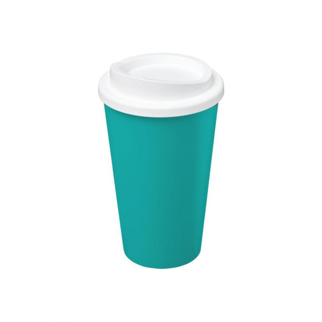 GOBELET PUBLICITAIRE ISOTHERME AMERICANO® 350 ML 'IBON' - turquoise/blanc