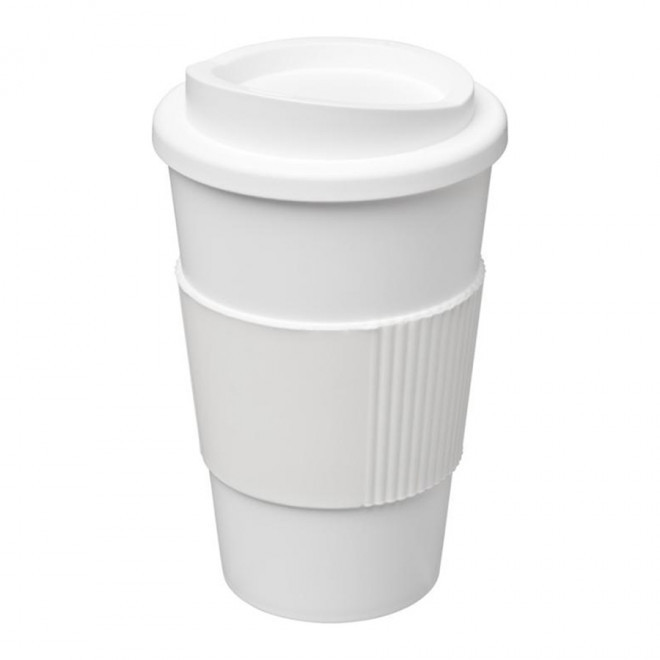 GOBELET PUBLICITAIRE GRIP ISOTHERME AMERICANO® 350 ML 'PULI' - blanc