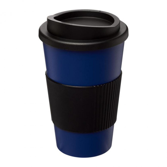 GOBELET PUBLICITAIRE GRIP ISOTHERME AMERICANO® 350 ML 'PULI' - bleu/noir