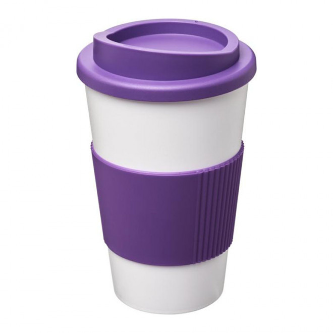 GOBELET PUBLICITAIRE GRIP ISOTHERME AMERICANO® 350 ML 'PULI' - blanc/violet