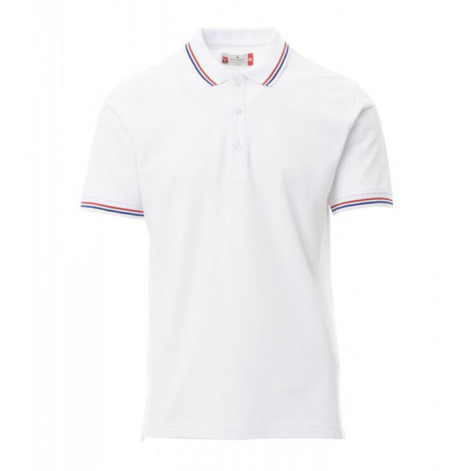 POLO PERSONNALISABLE MIXTE TRICOLORE 'FRANCIA' - blanc