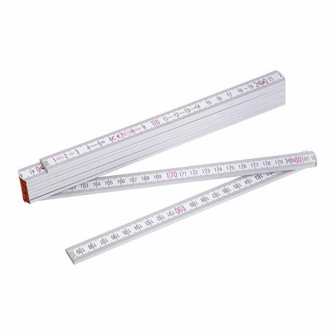 MÈTRE PLIANT PERSONNALISABLE BOIS BLANC 'MINESURA' 2M - blanc