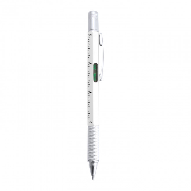 STYLO PERSONNALISABLE MULTIFONCTIONS ALUMINIUM 'SAURILA' - blanc