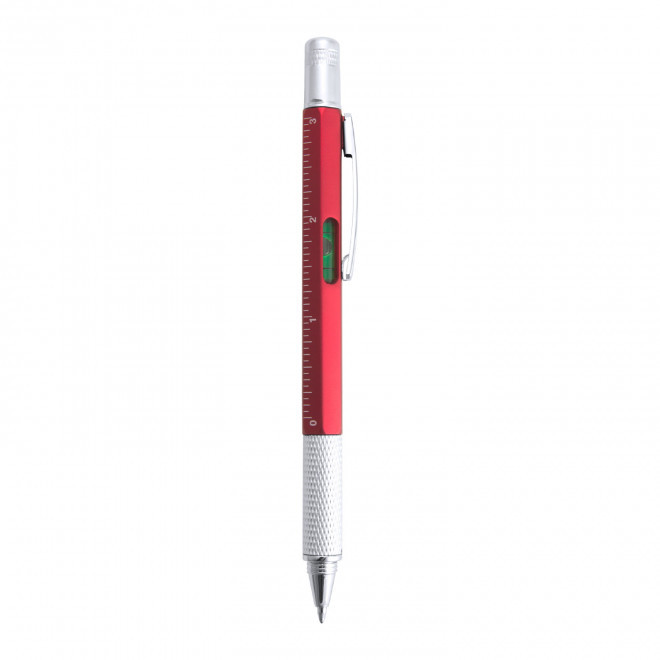 STYLO PERSONNALISABLE MULTIFONCTIONS ALUMINIUM 'SAURILA' - rouge